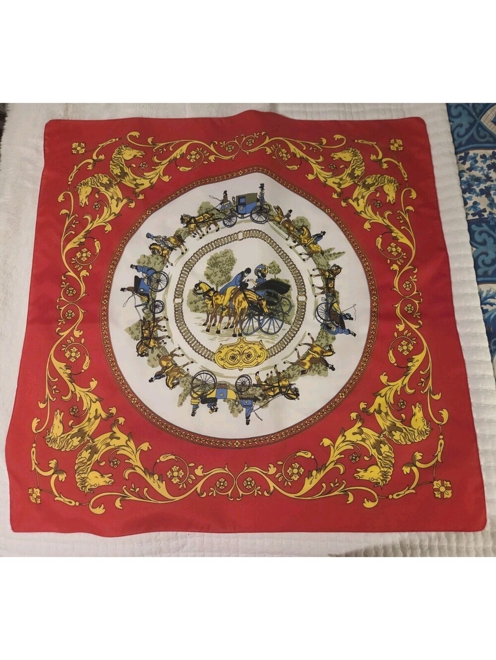 Glentex Red Horse Equestrian Square Scarf Vintage